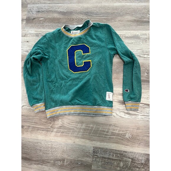 Vintage Champion C Crewneck Sweater womens size S big embroidered patch - Picture 2 of 3
